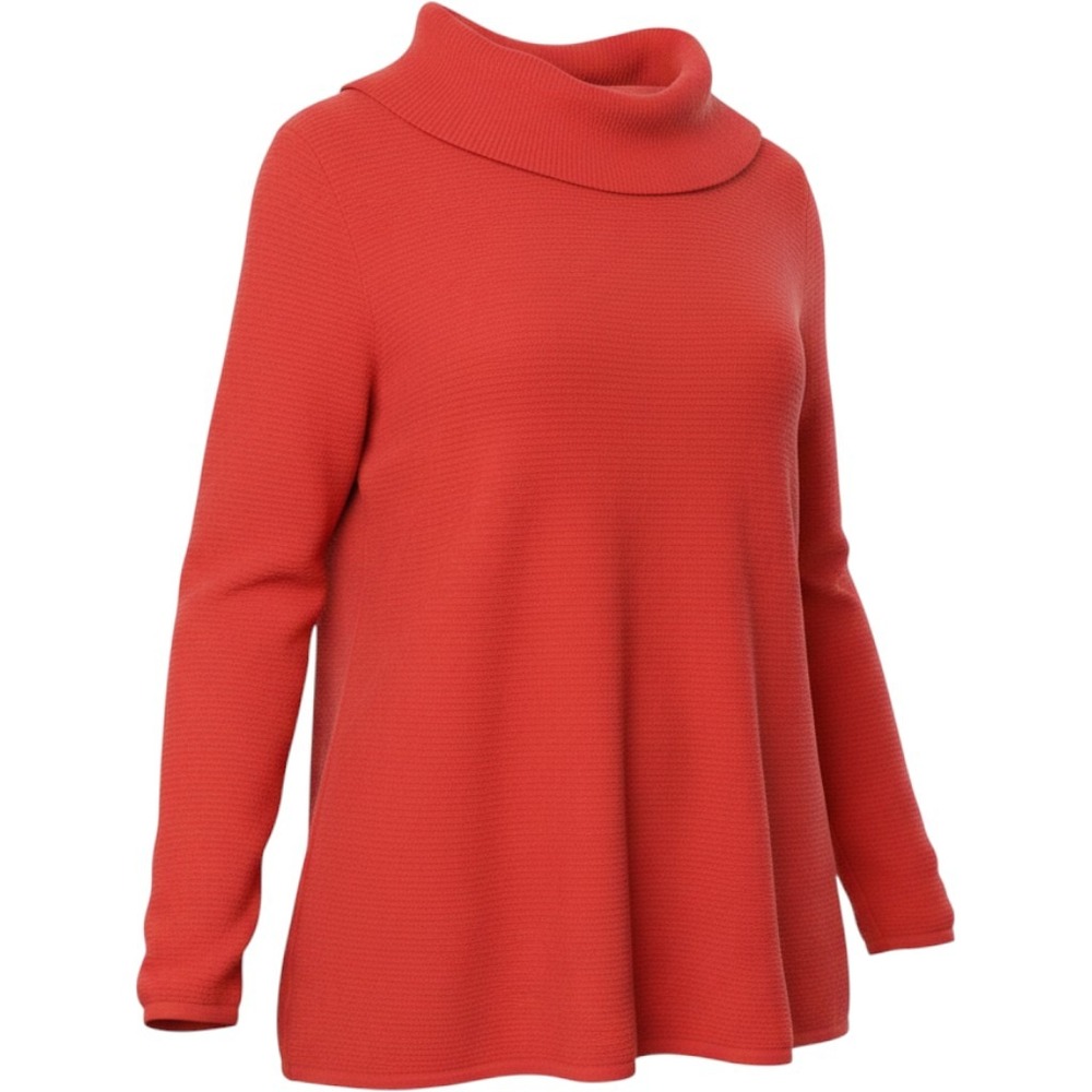 Carolyn Taylor Red Cowl Neck Ribbed Knit Sweater XL Long Sleeve Cozy Pullover